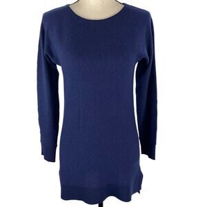 Halogen Cashmere Wool Sweater Tunic Hi Low Long Pullover Blue Womens Size Small
